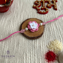 Load image into Gallery viewer, Handmade Pink Crochet Floral Rakhi
