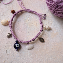 Load image into Gallery viewer, Handmade Lavender Crochet Charm bracelets
