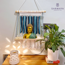 Load image into Gallery viewer, Shades of Blue Macrame Wall Shelf
