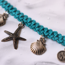 Load image into Gallery viewer, Teal Crochet Beach Charms Bracelet
