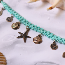 Load image into Gallery viewer, Aqua Crochet Beach Charms Bracelet
