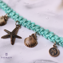 Load image into Gallery viewer, Aqua Crochet Beach Charms Bracelet
