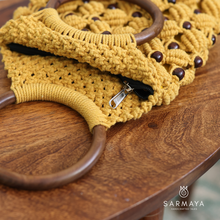Load image into Gallery viewer, Musturd Yellow Ring Handmade Macrame Bag
