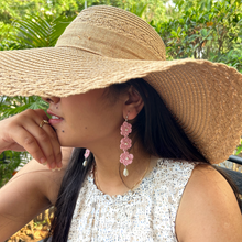 Load image into Gallery viewer, Pink Floral Fairytale Crochet Handmade Earrings
