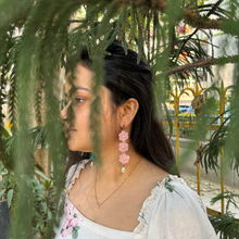 Load image into Gallery viewer, Pink Floral Fairytale Crochet Handmade Earrings
