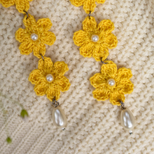 Load image into Gallery viewer, Yellow Floral Fairytale Crochet Handmade Earrings
