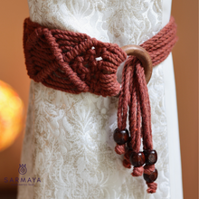 Load image into Gallery viewer, Brown Macrame Ring Curtain Ties
