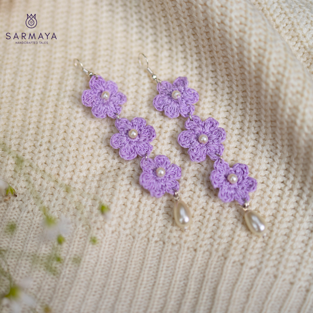 Lavender Floral Fairytale Crochet Handmade Earrings