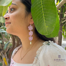 Load image into Gallery viewer, Lavender Floral Fairytale Crochet Handmade Earrings
