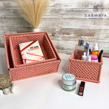 Load image into Gallery viewer, Peach Organiser Macrame Baskets
