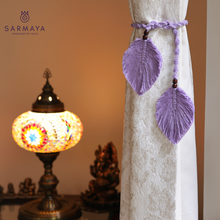 Load image into Gallery viewer, Lavender Macrame Leaf Curtain Ties
