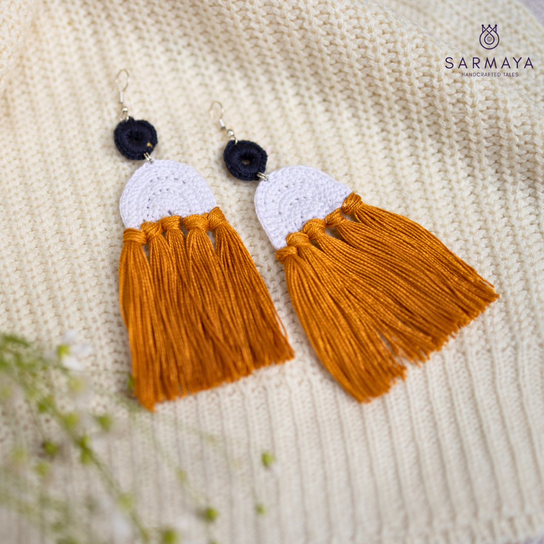 Pampas Grass Crochet Handmade Earrings