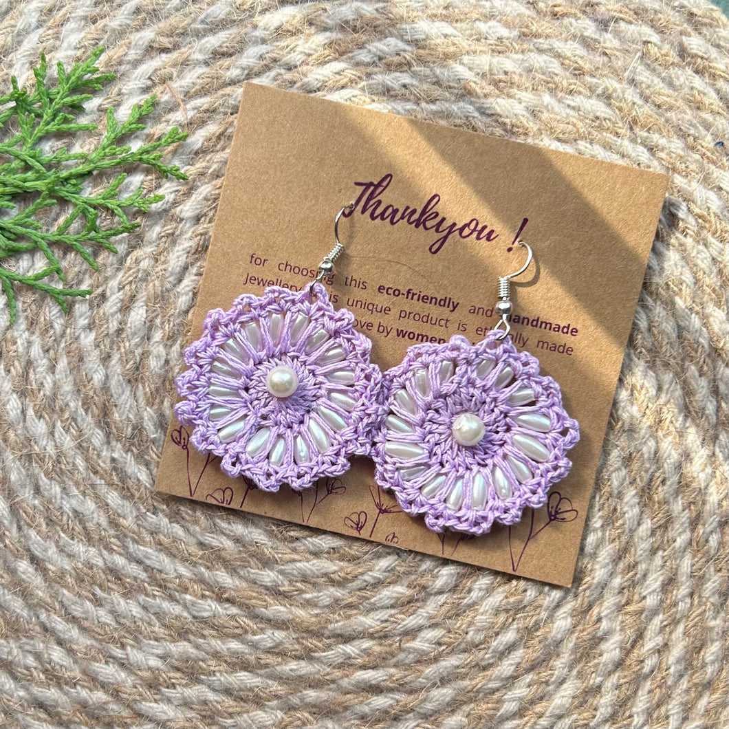 Blossom handmade crochet pearl earrings
