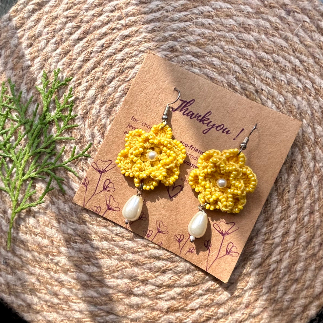 Daffodil handmade crochet earrings