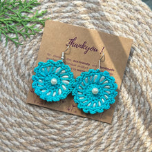 Load image into Gallery viewer, Blossom handmade crochet pearl earrings
