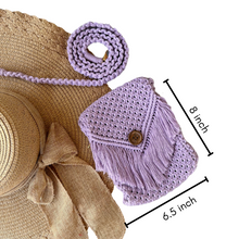 Load image into Gallery viewer, Lavender Macrame Mobile Sling Bag
