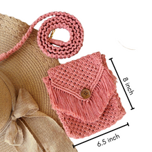 Load image into Gallery viewer, Peach Macrame Mobile Sling Bag
