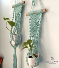 Load image into Gallery viewer, Aqua Blue Macrame Plant holder
