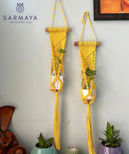 Load image into Gallery viewer, Yellow Macrame Plant holder
