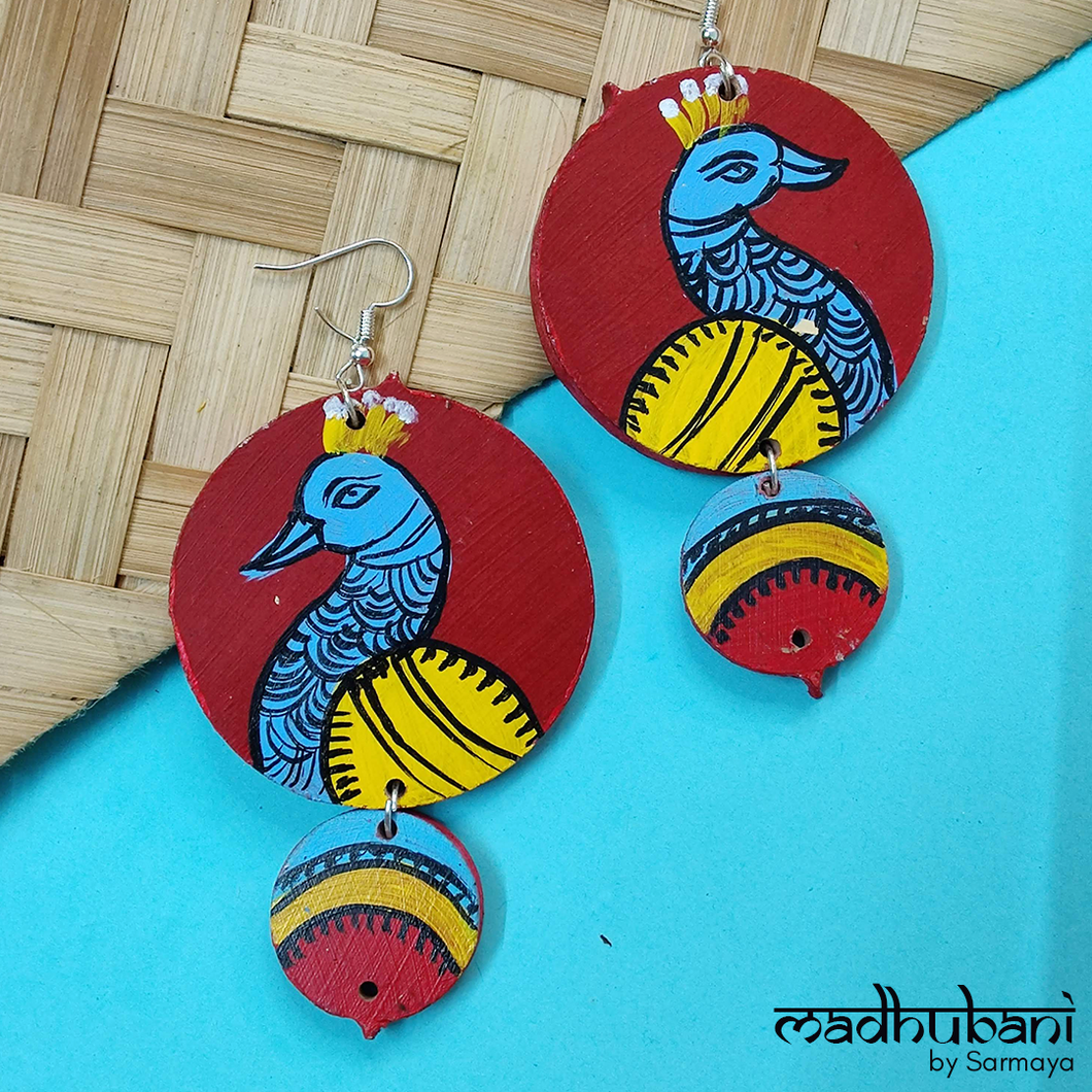 Madhubani mor earrings