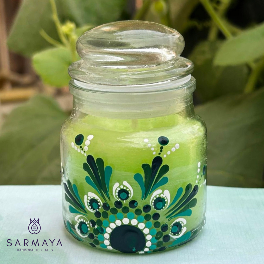 Hand-painted Mandala Aroma Candles - Lemon Grass