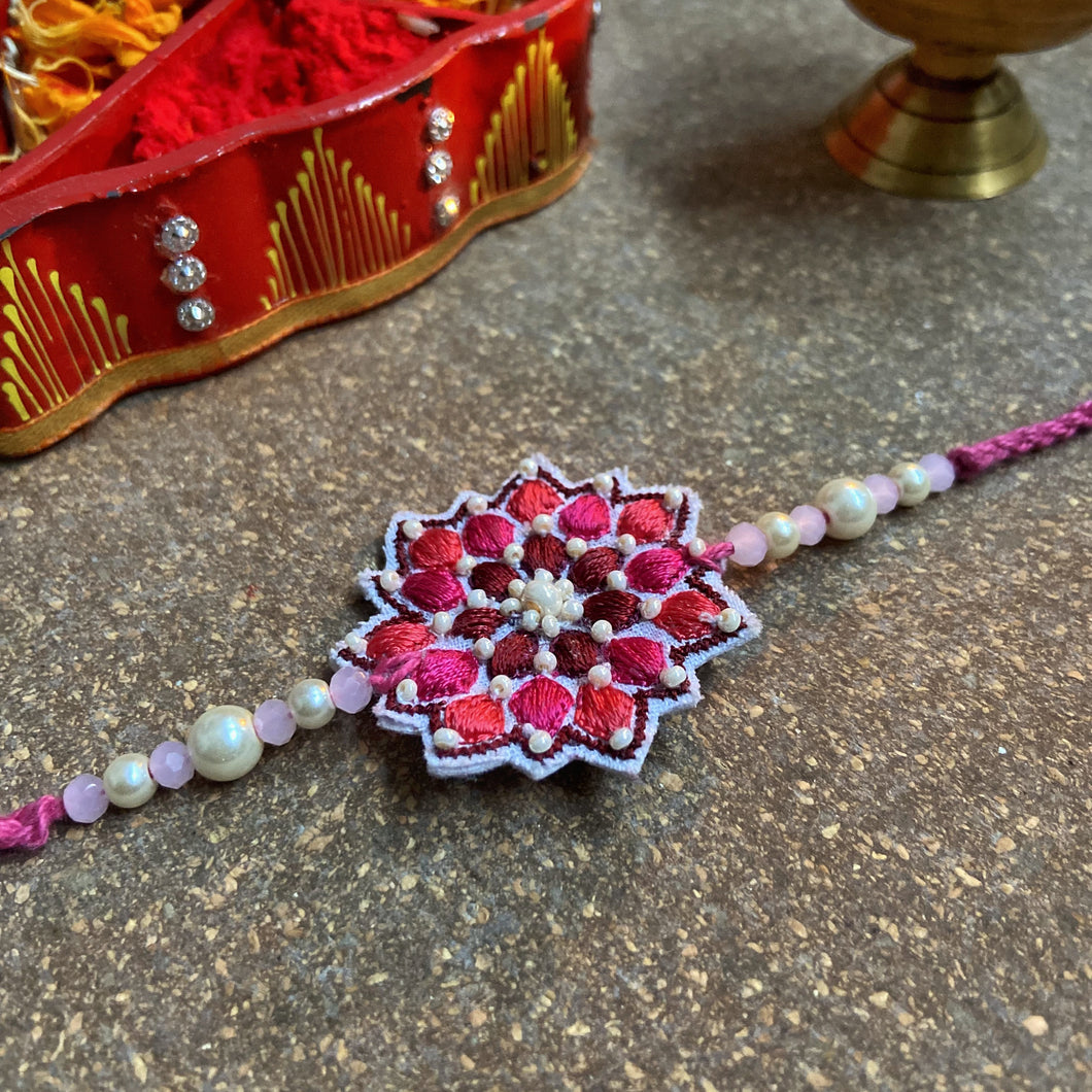 Pink Ethnic Embroidery Rakhi