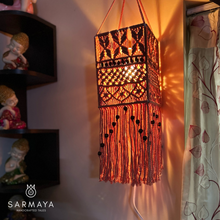 Load image into Gallery viewer, Boho Peach Square Macrame Lamp
